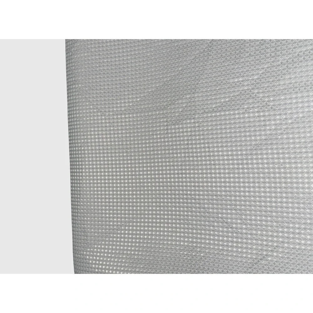 White Fabric Shower Curtain Waffle Weave Textured Silver Grommets 72 x 72